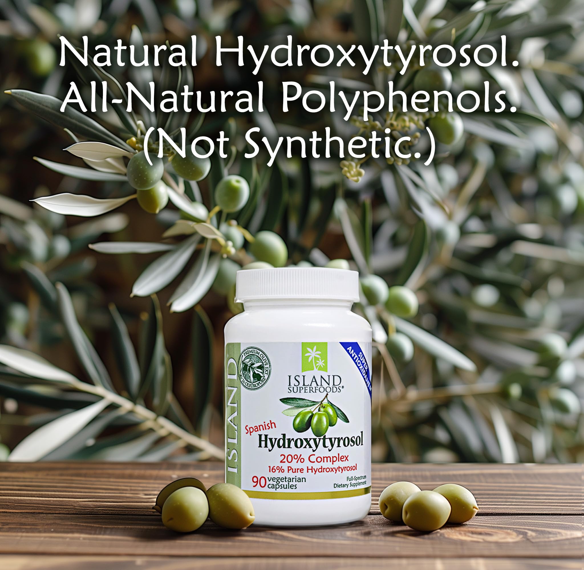 Label for Island Nutrition Hydroxytyrosol Complex Olive Fruit Extract