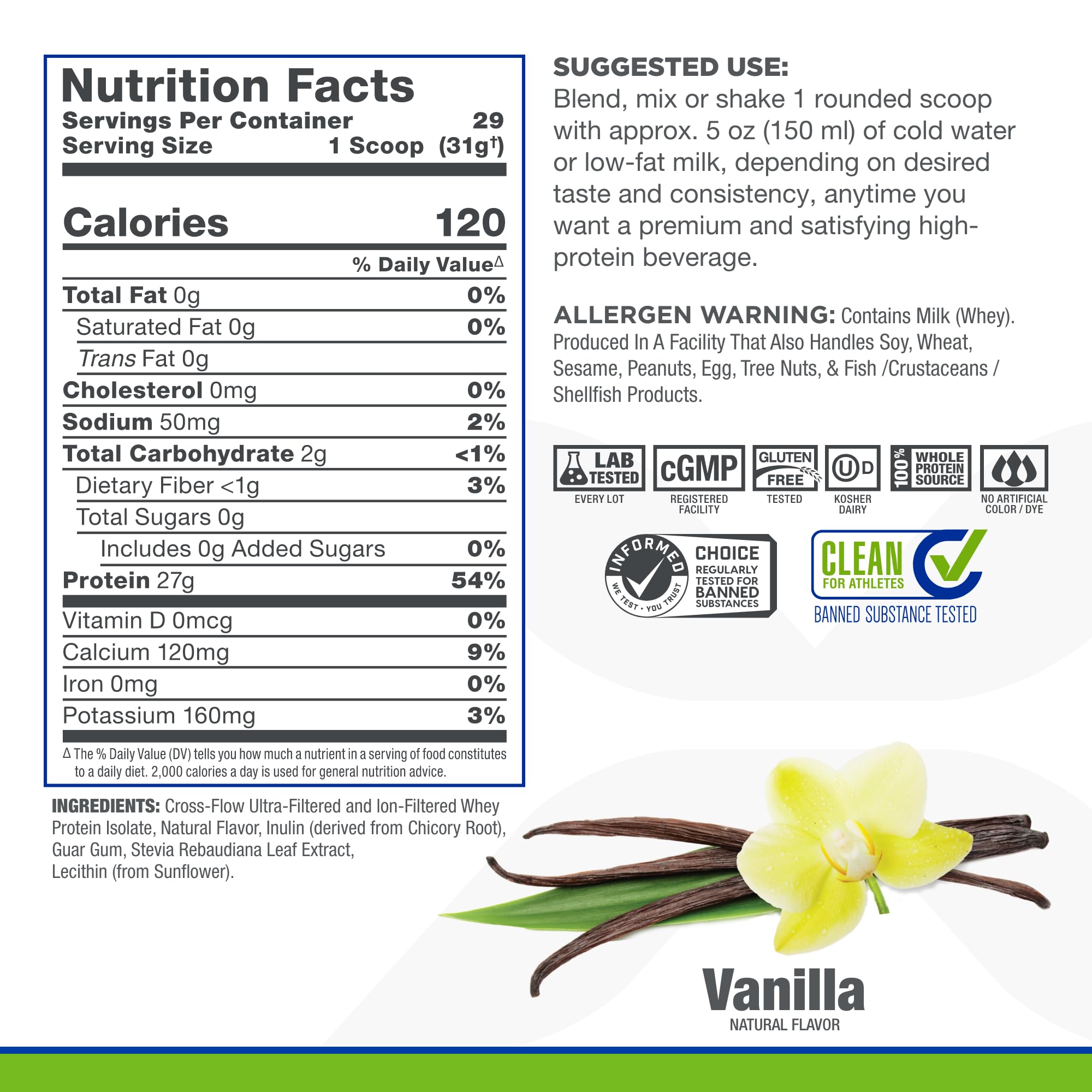 SCOOP-LOCK feature and scoop inside ISONATURAL vanilla tub