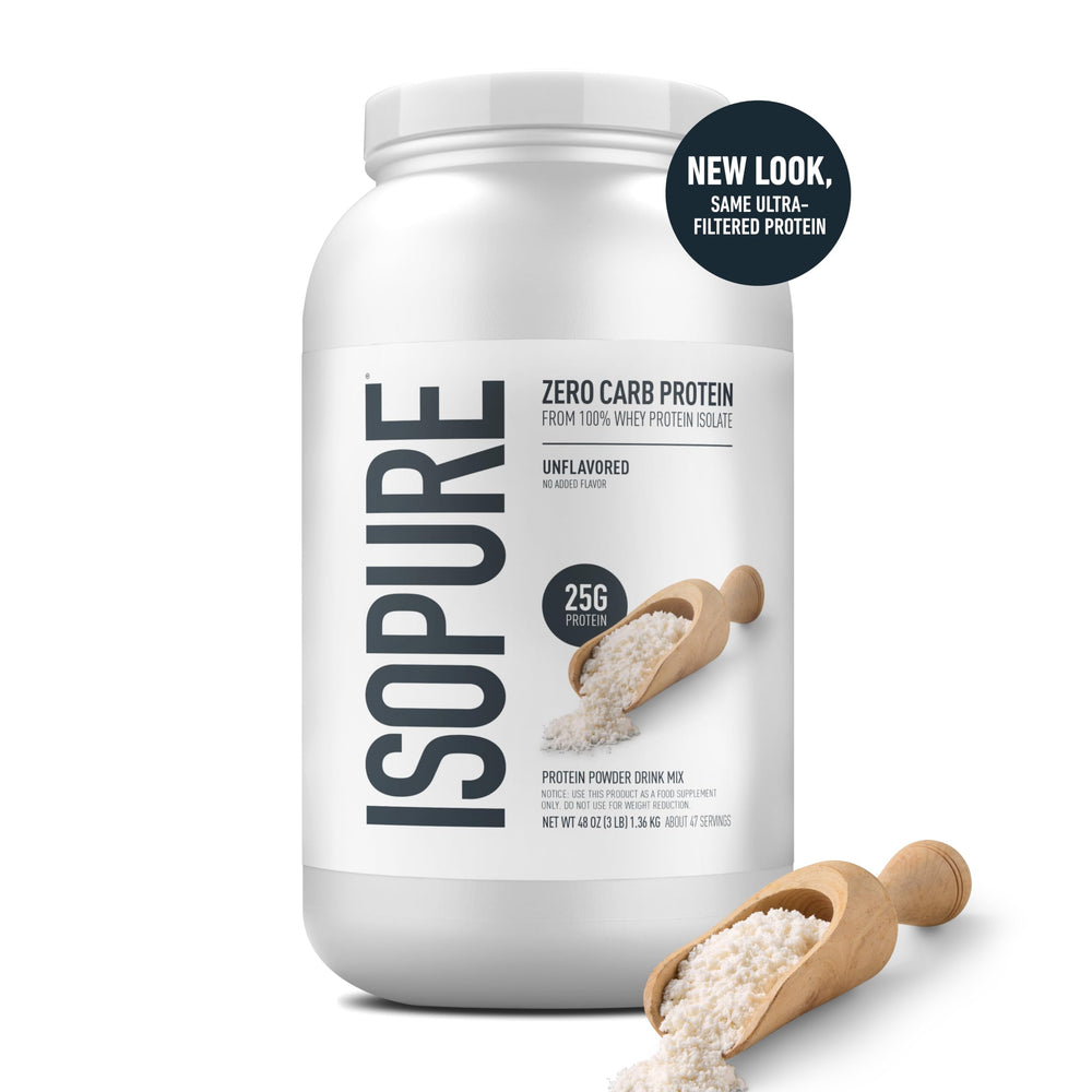 Nutrition fact: 25 g protein per serving from Isopure whey protein isolate