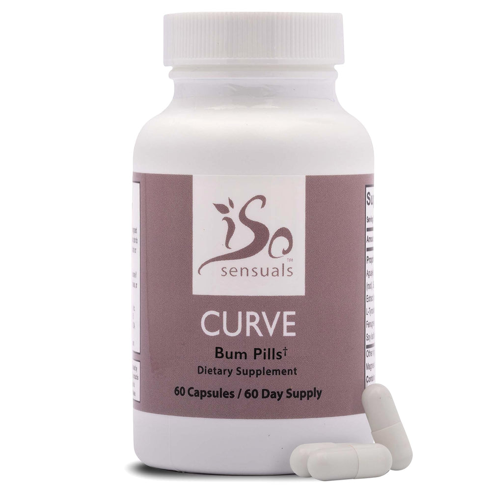 IsoSensuals Curve Butt Enhancement Pills bottle on white background, easy daily use.