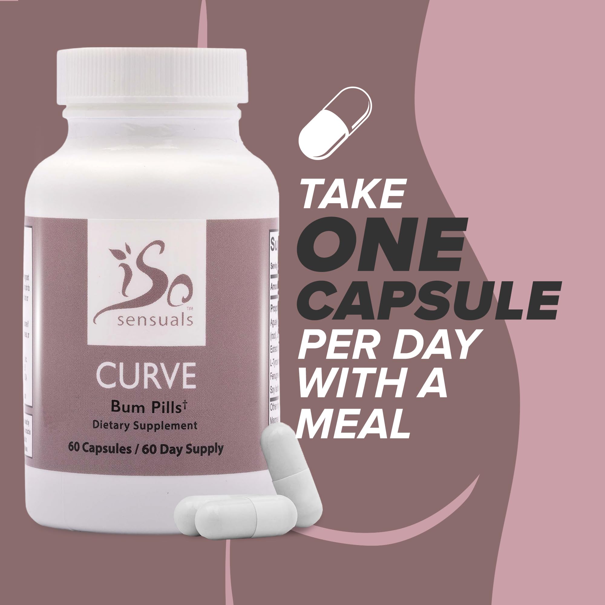 IsoSensuals Curve Butt Enhancement Pills lifestyle scene, pairing with booty cream for routine.