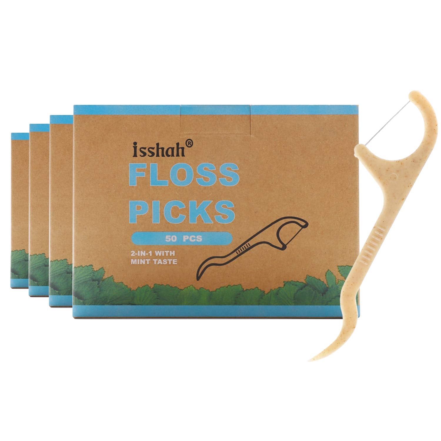 Isshah mint dental floss picks in package 200 count