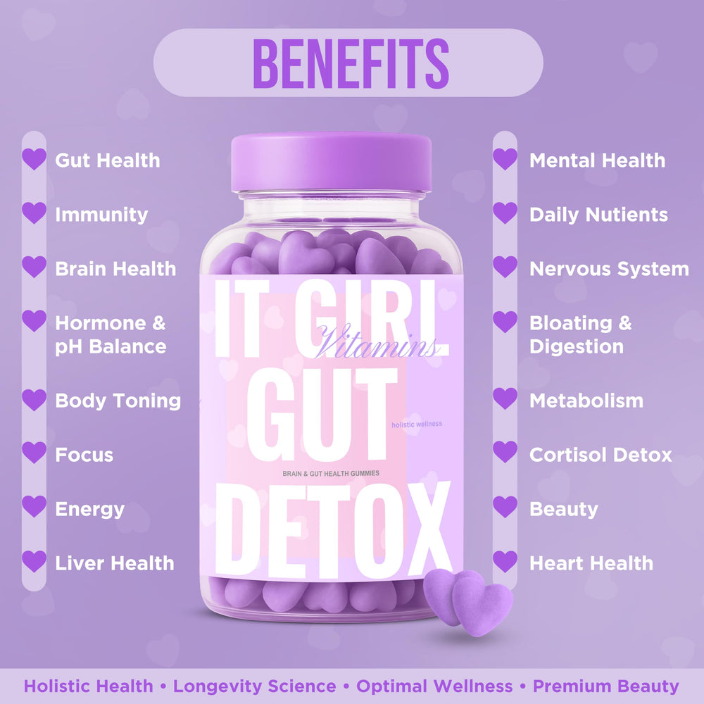 It Girl Gut Detox woman-on-the-go shows on-the-go relief for bloating.