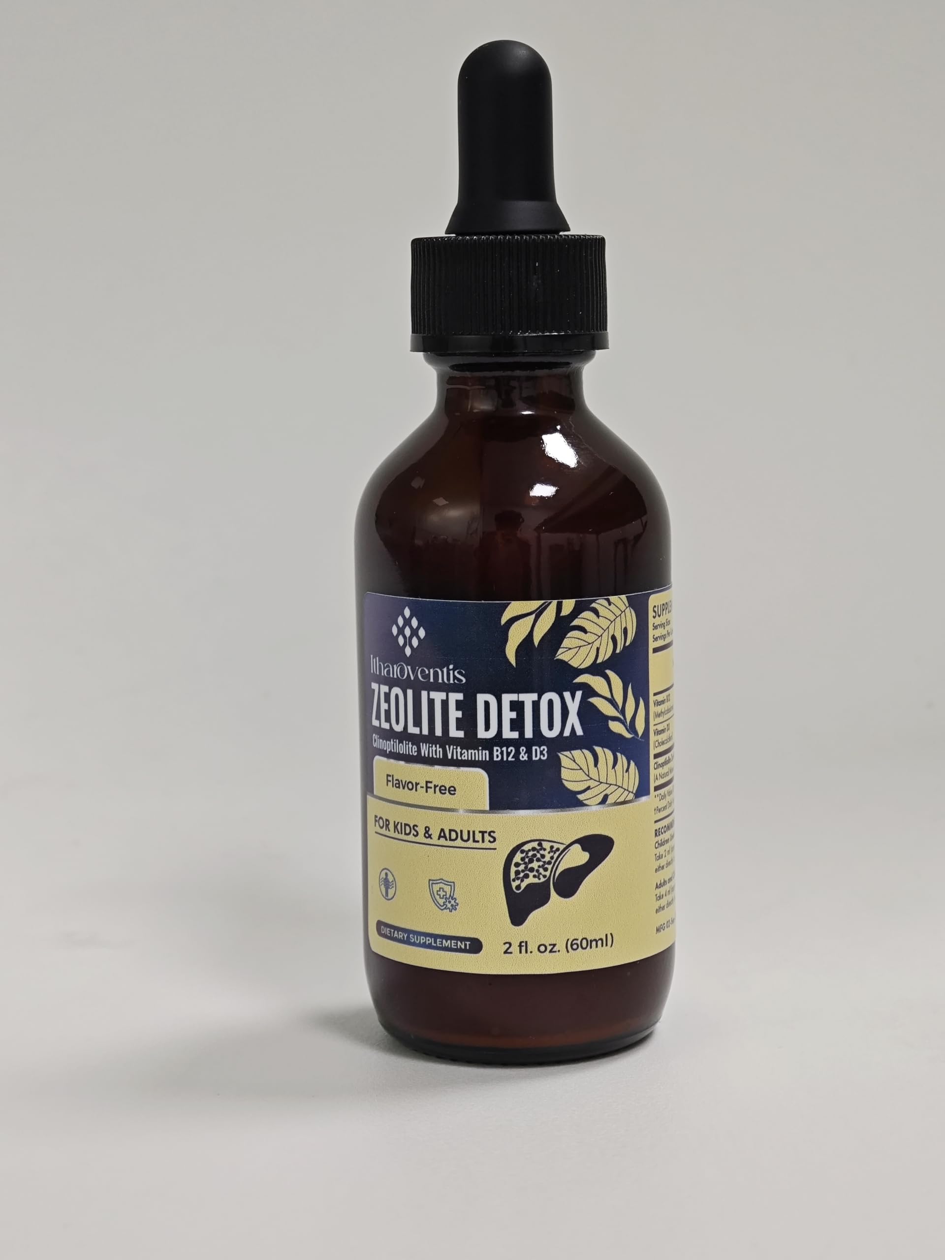 Itharoventis zeolite drops dropper close-up emphasizing precise measurement