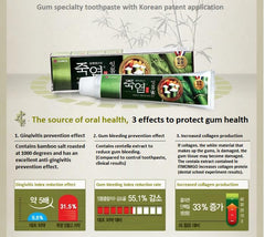 Back packaging view of LG ITMOMGO Bamboo Salt Toothpaste 120g 3-pack
