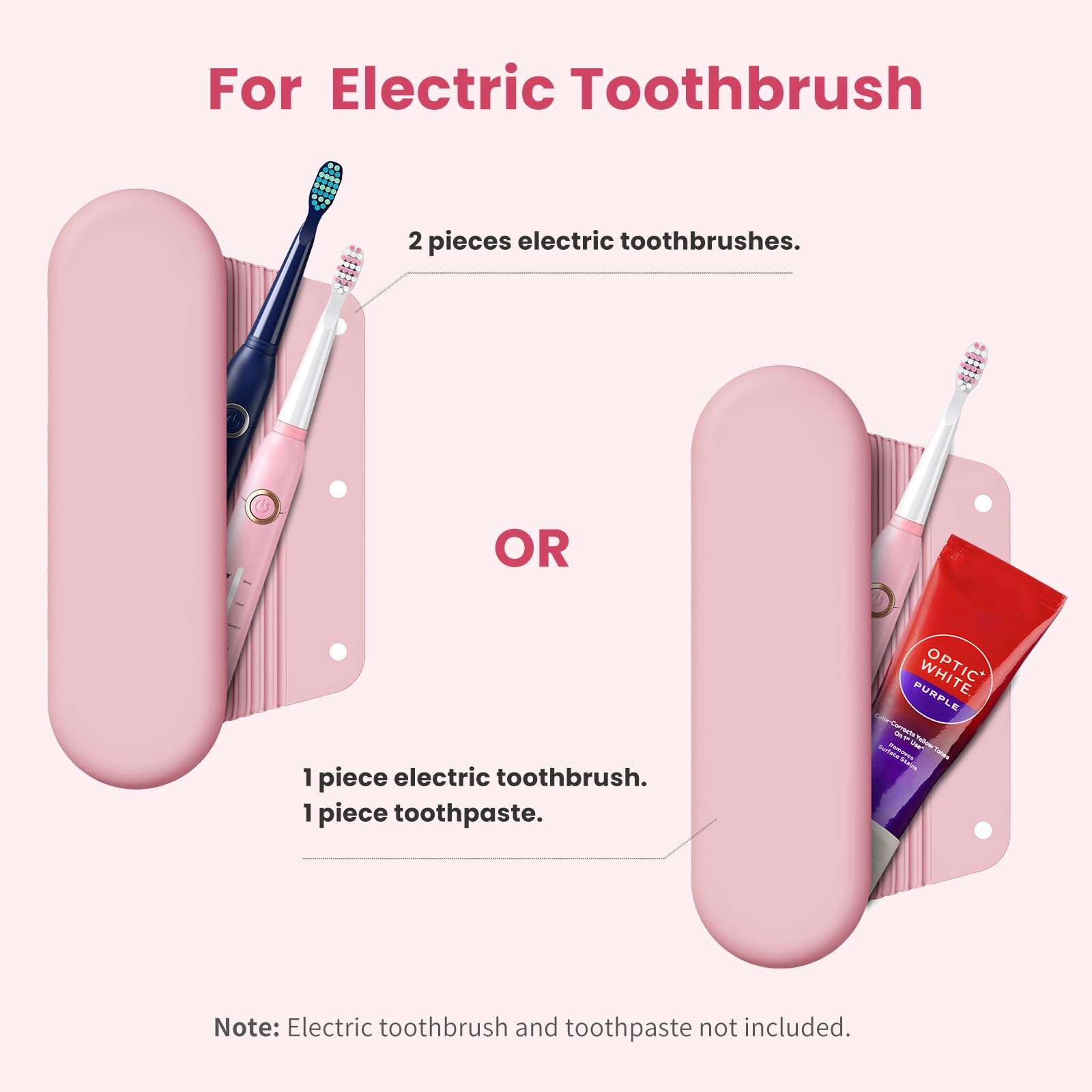 Travel case holding two electric toothbrushes