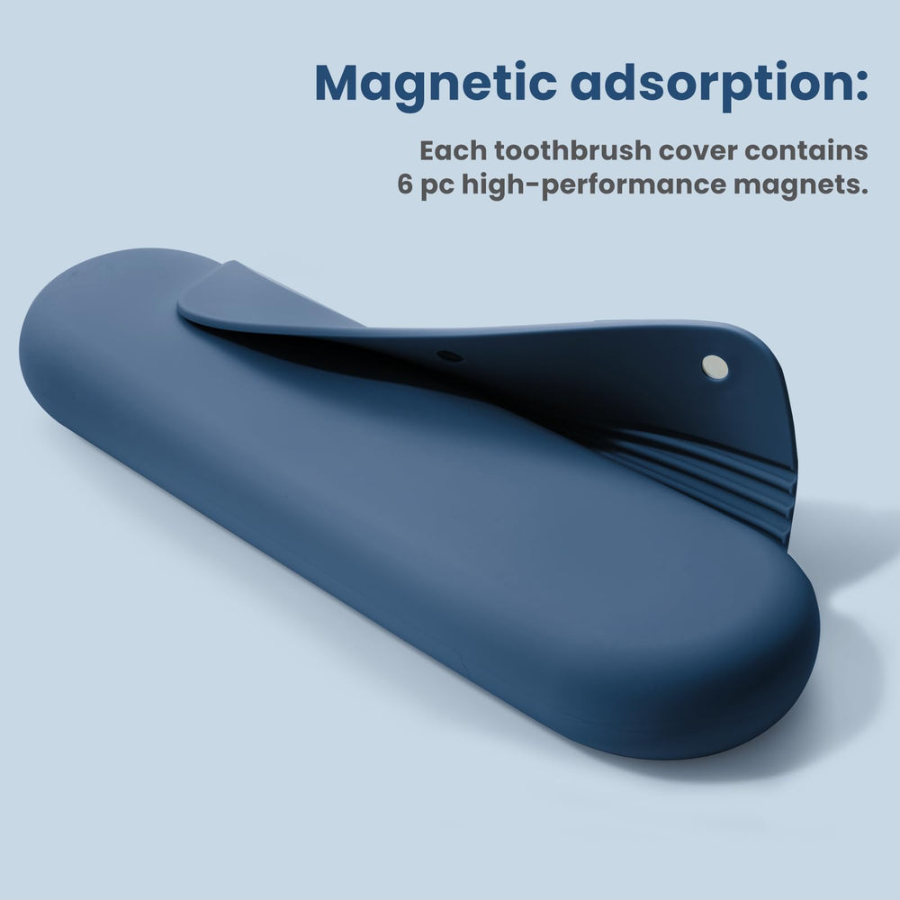 Magnetic lid closure on iTokGok toothbrush travel case