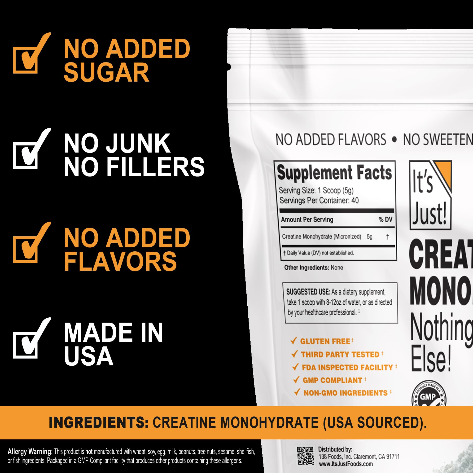 Close-up of unflavored creatine powder texture