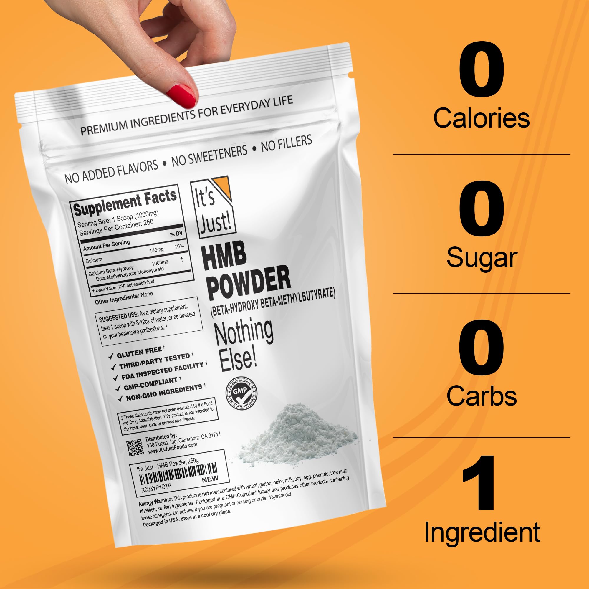 Serving scoop of It's Just! HMB Powder 250g