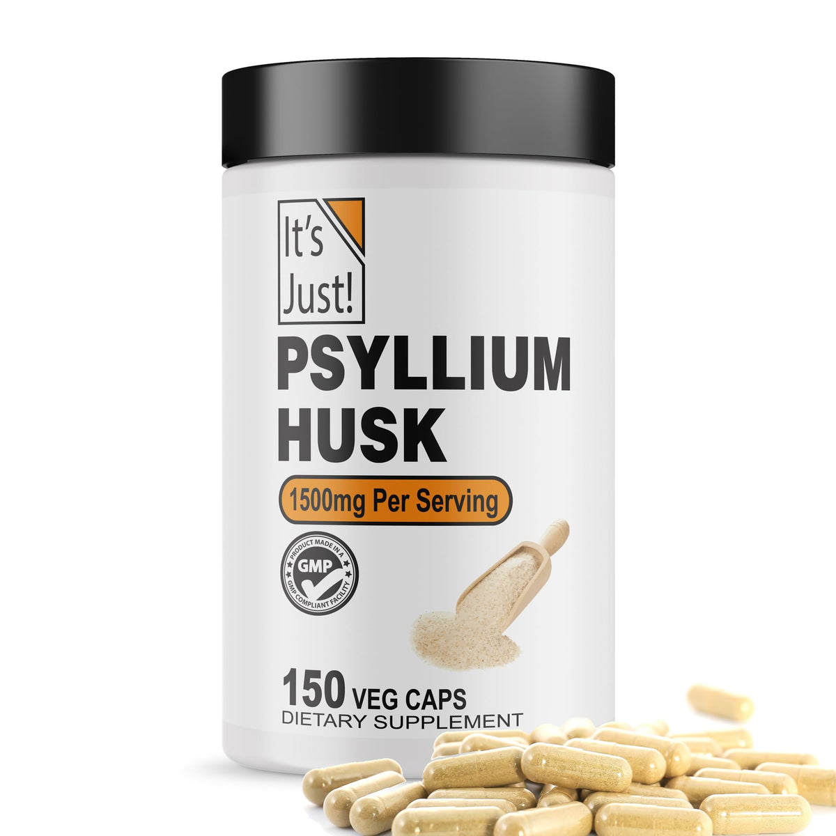 Hero image of It's Just Psyllium Husk 1500mg per serving bottle with 150 capsules