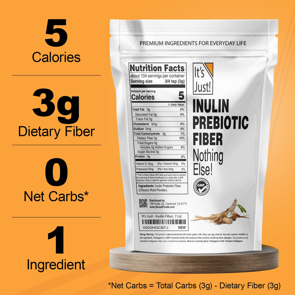 Nutrition facts panel for Inulin Prebiotic Fiber