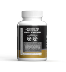 Amber color black seed oil in bottle