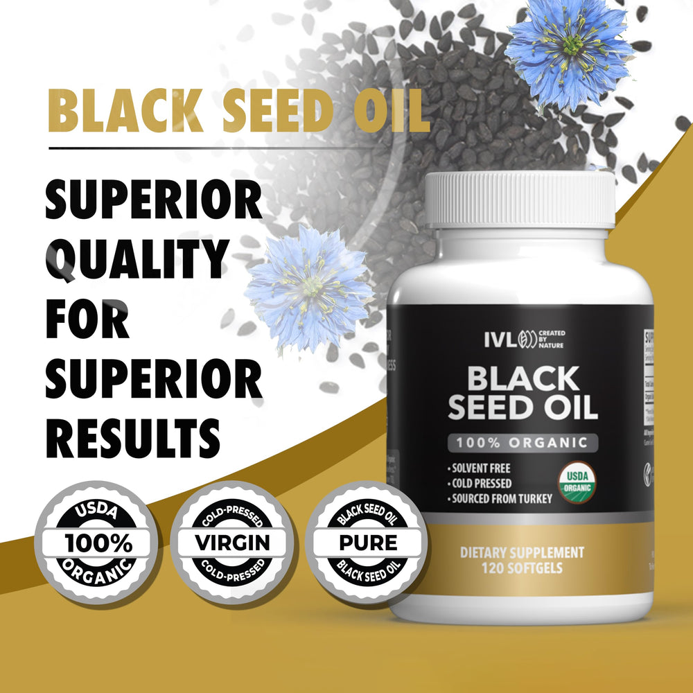 USDA Organic certification label on IVL Black Seed Oil packaging