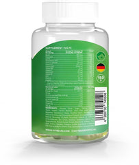 Healthy hair and nails concept with vitamins and gummies