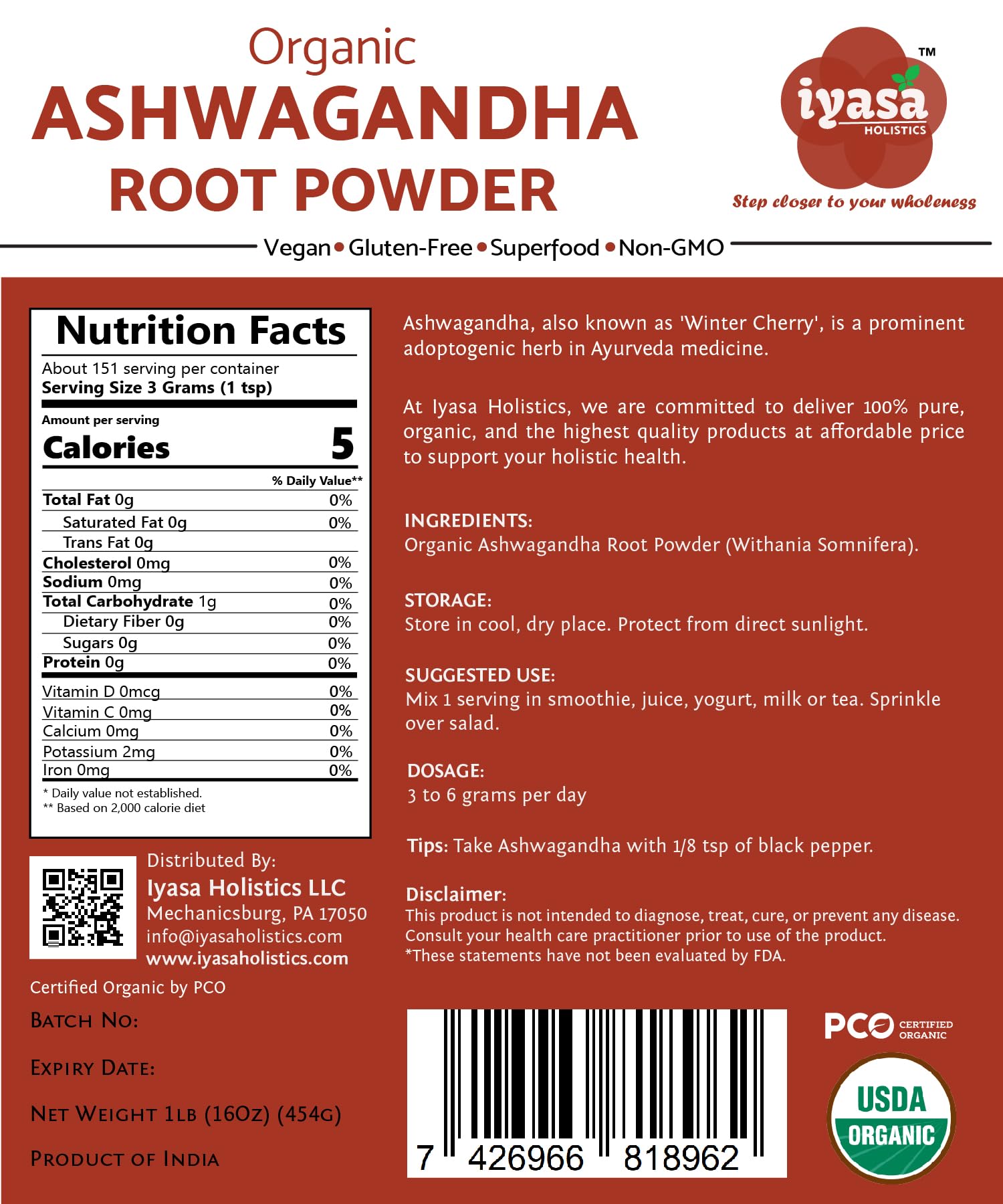 Ashwagandha powder dissolving in water