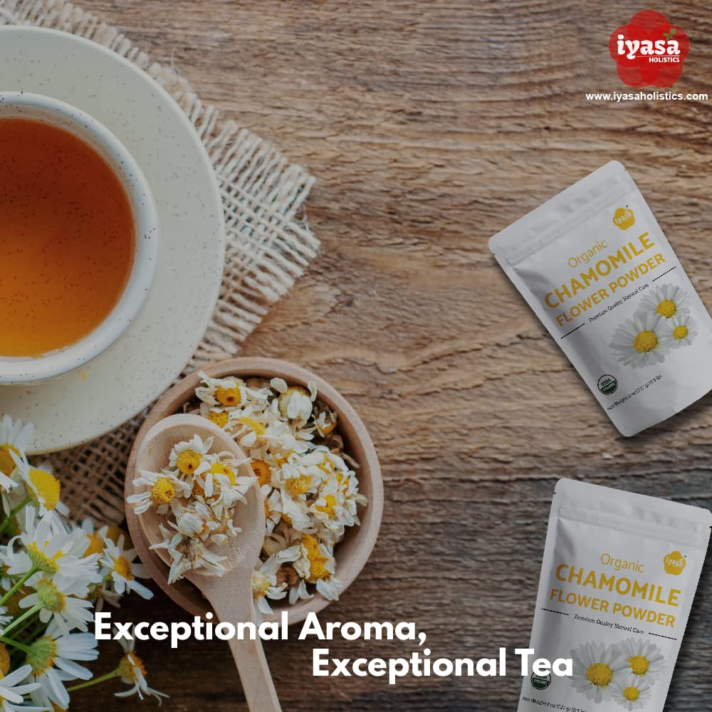 NOP USDA Organic certified label on chamomile powder packaging