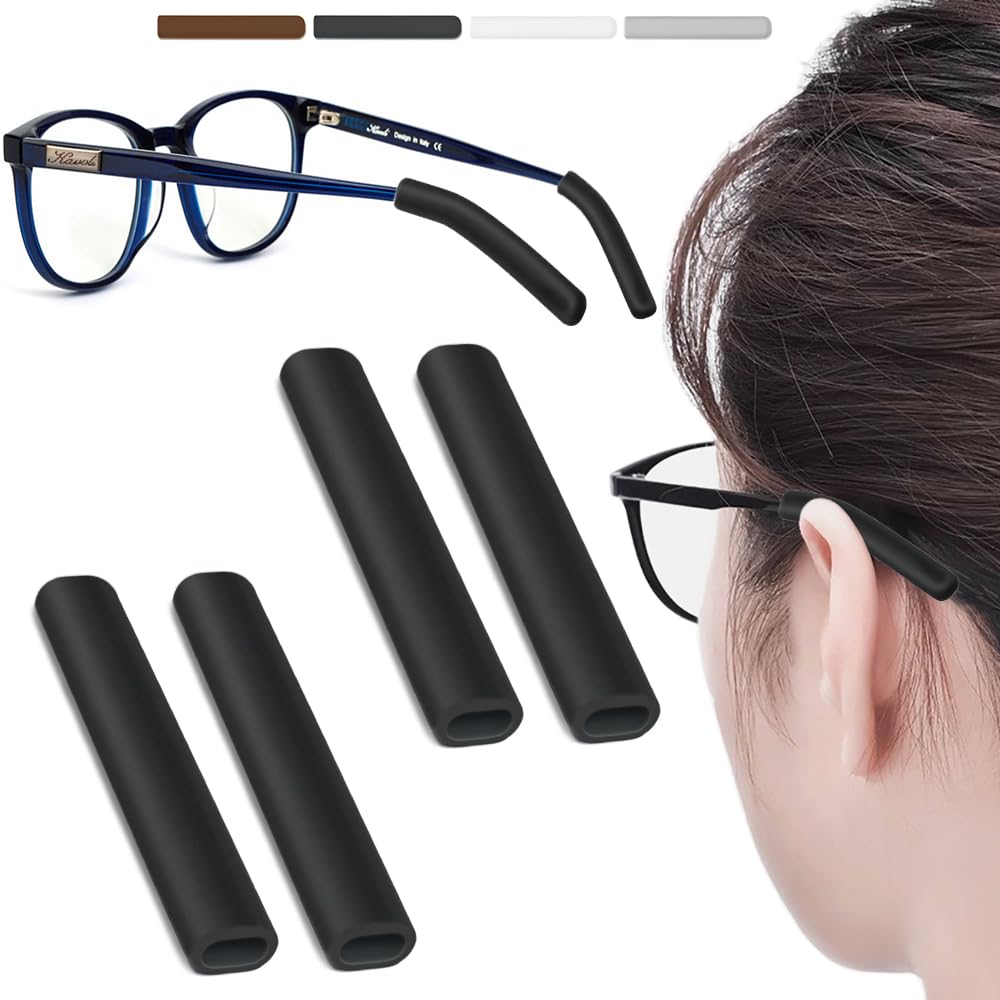 IYOOH 2 Pairs Silicone Glasses Ear Cushions in black