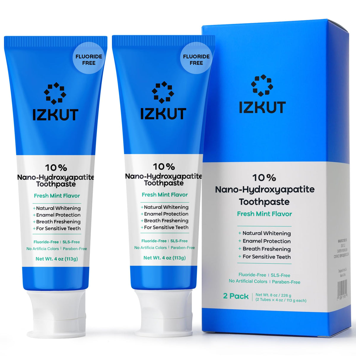 Close-up of IZKUT 10% Nano Hydroxyapatite Toothpaste pack of 2 - close-up shot 1