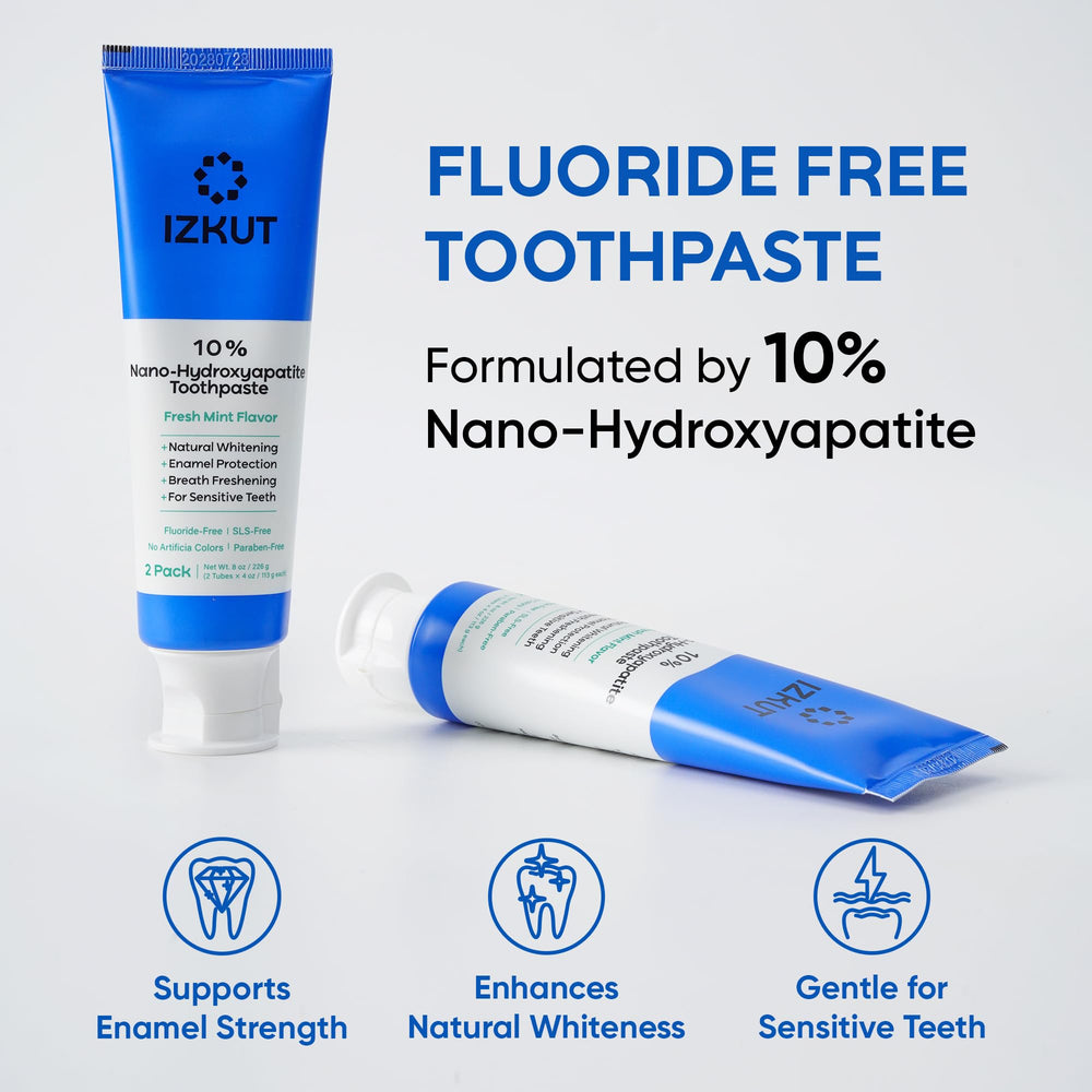 Close-up view of IZKUT toothpaste pack of 2 - close-up shot 2