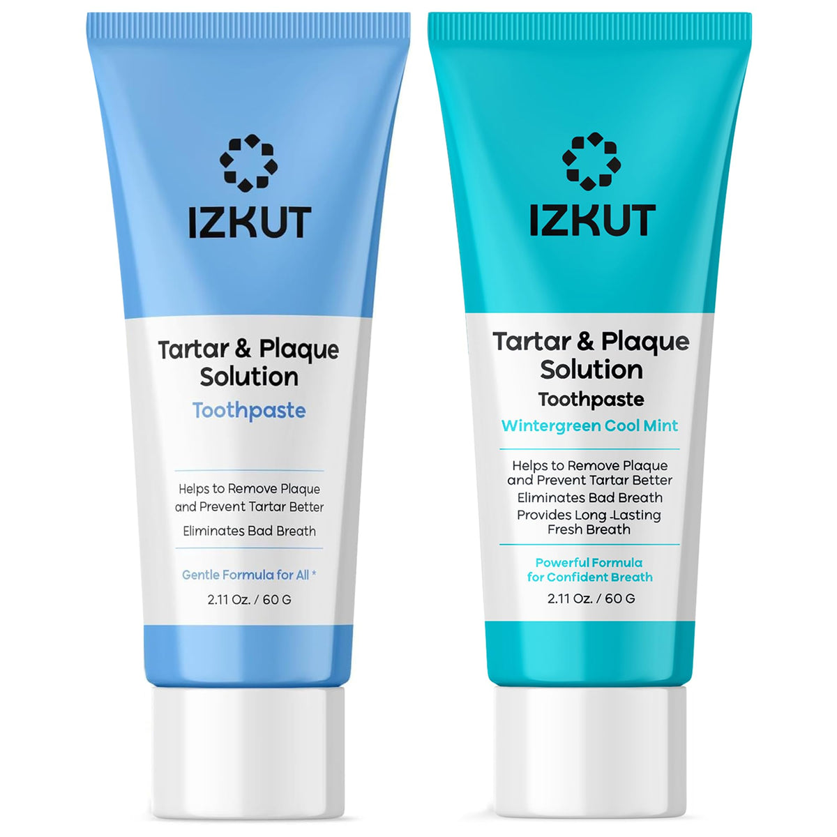 IZKUT Tartar & Plaque Remover Toothpaste Bundle Mint & Wintergreen 2-Pack - front view