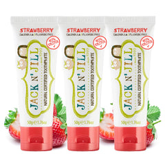Jack N' Jill Natural Toddler Toothpaste Strawberry flavor – pack of 3 tubes (front view)