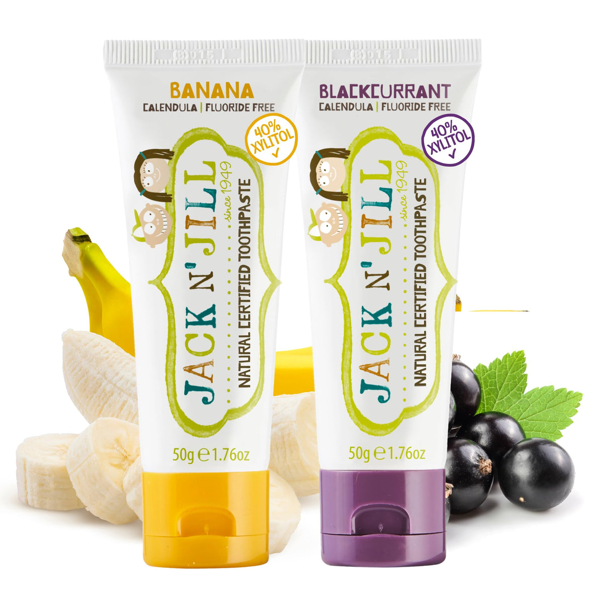 Hero image: Jack N' Jill Kids Toothpaste Banana & Blackcurrant 2-pack