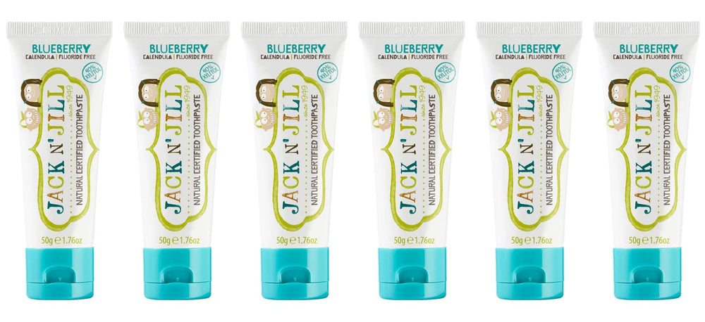 Front view of Jack N' Jill Kids Toothpaste Blueberry 6-pack