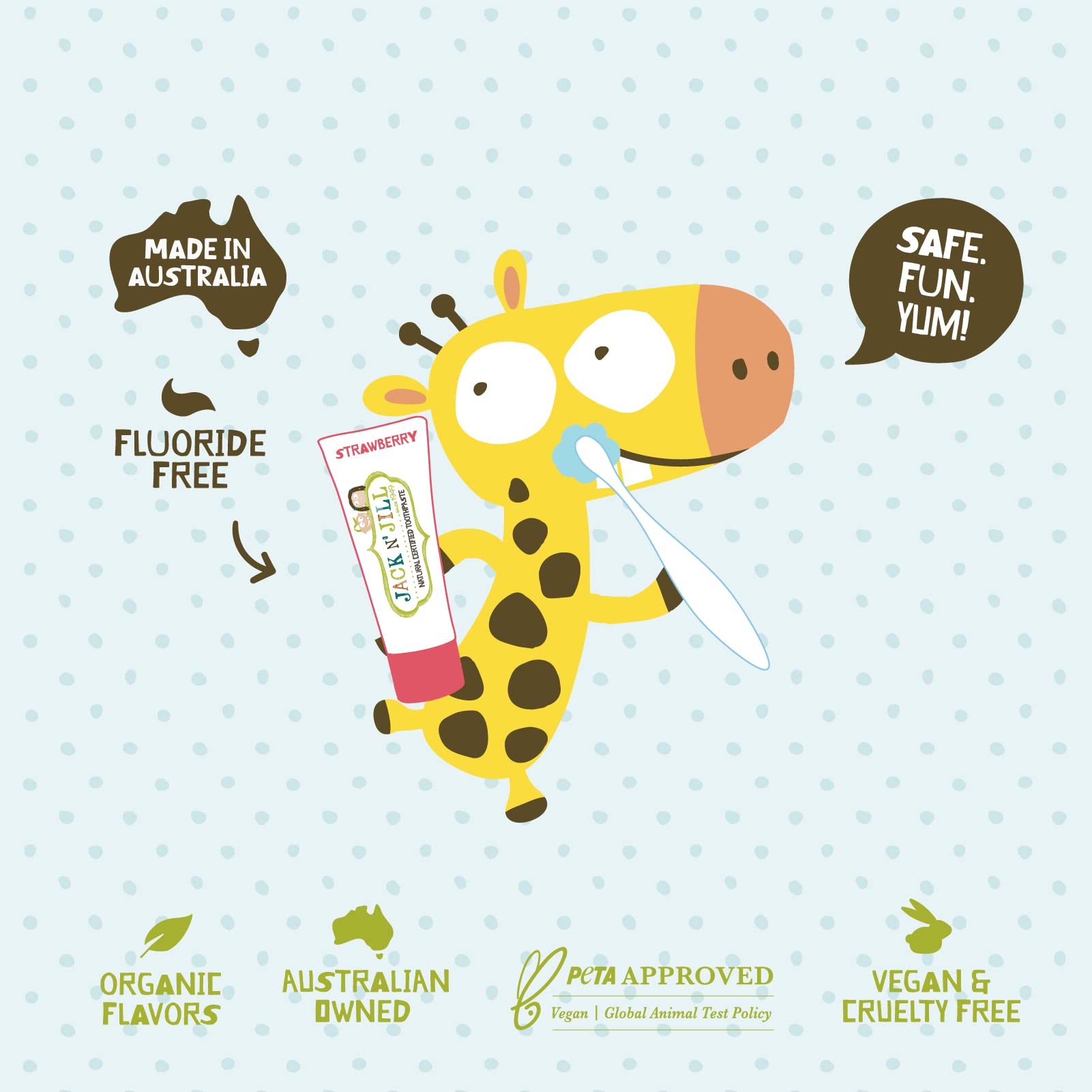 Natural fruit flavor Jack N' Jill toothpaste for kids