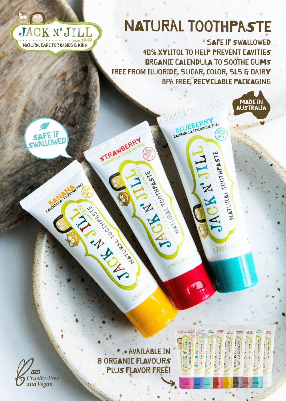 Jack N' Jill 2-pack packaging for kids toothpaste