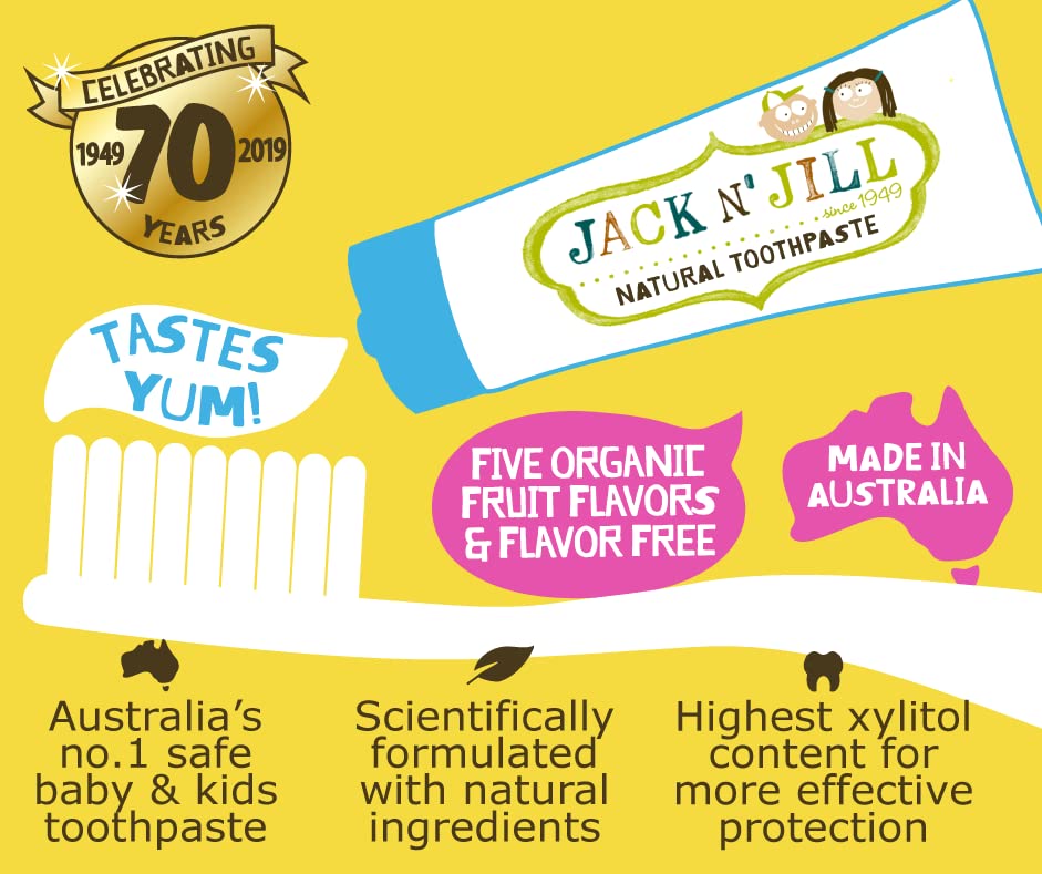 Natural kids toothpaste label highlighting organic ingredients