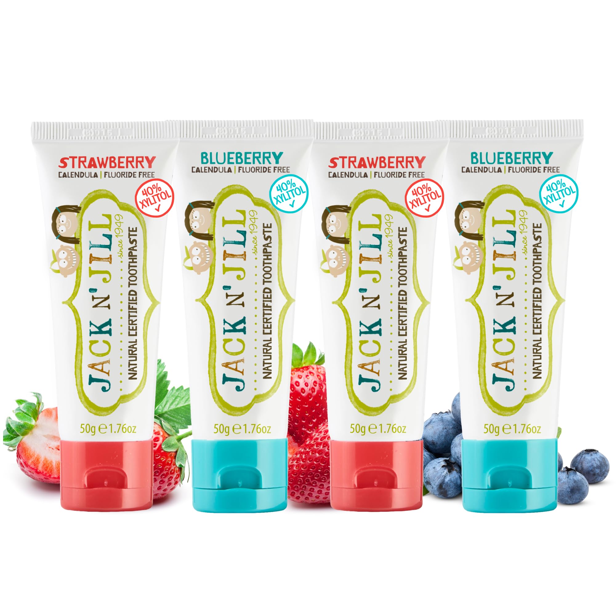 Front view of Jack N' Jill Natural Toothpaste for Babies – Pack of 4