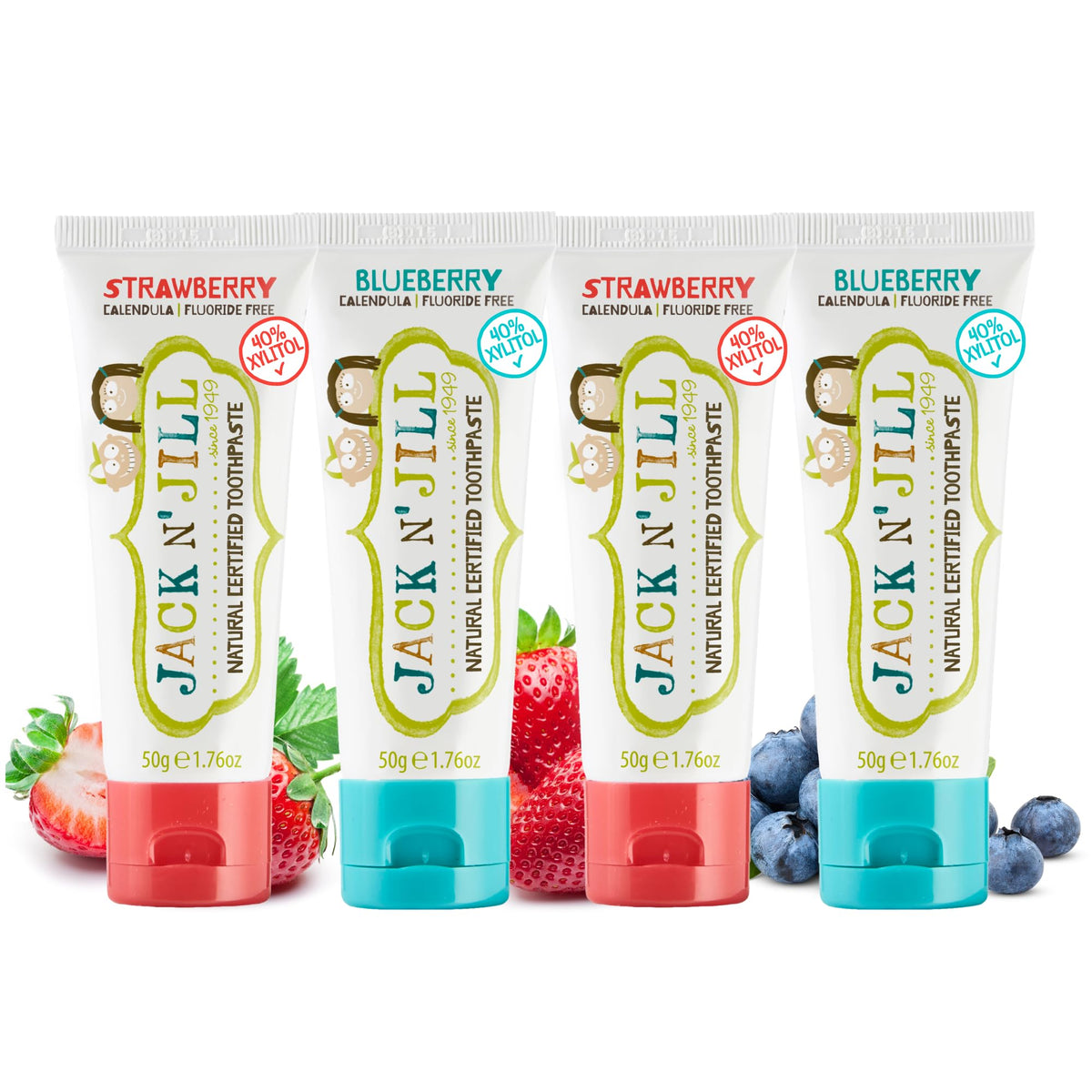Front view of Jack N' Jill Natural Toothpaste for Babies – Pack of 4