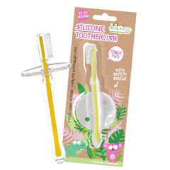 Jack N' Jill Stage 2 silicone toddler toothbrush with safety shield