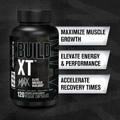 Jacked Factory Build-XT Max capsules neatly arranged for a pre-workout routine.