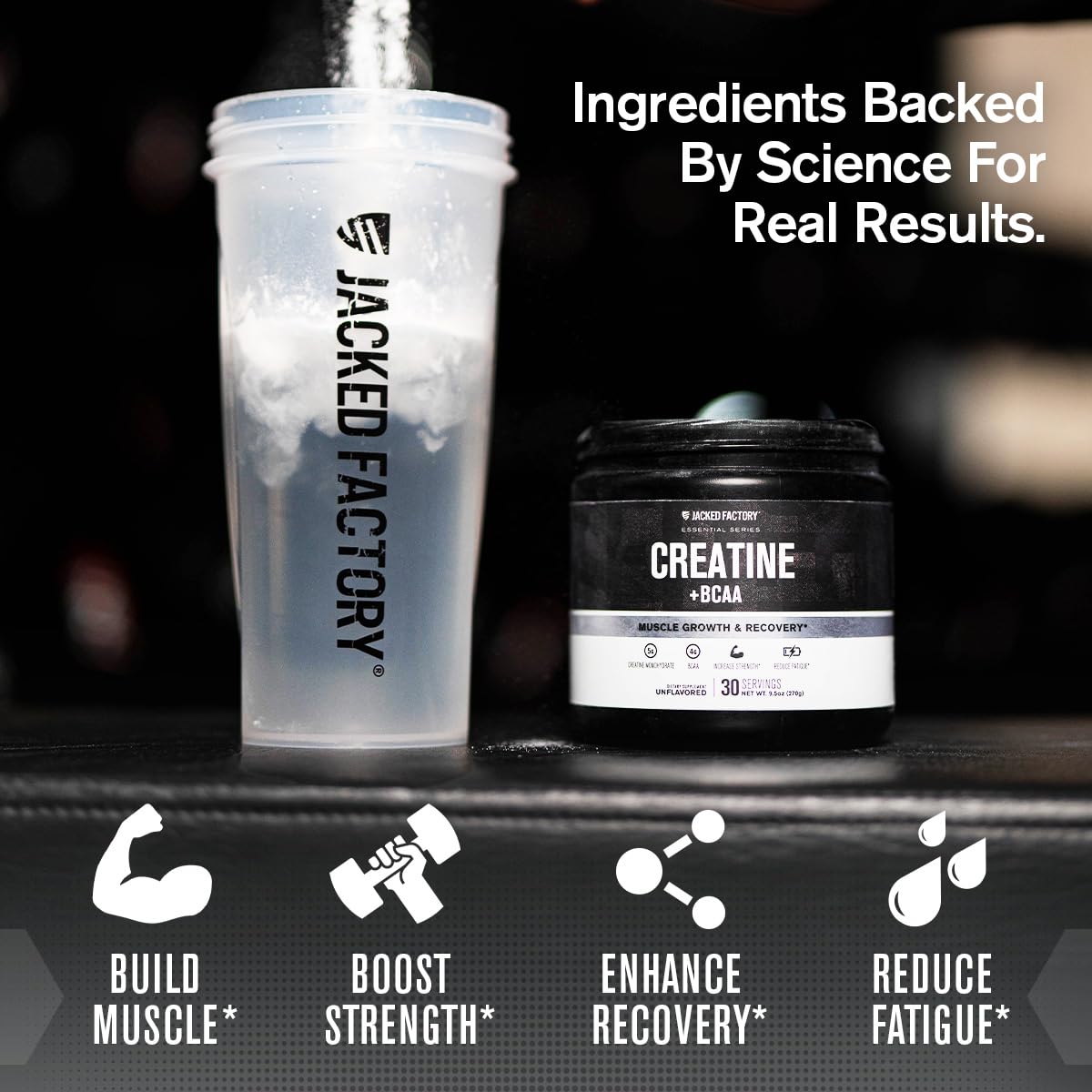 Nutrition facts panel for Creatine Monohydrate + BCAA powder