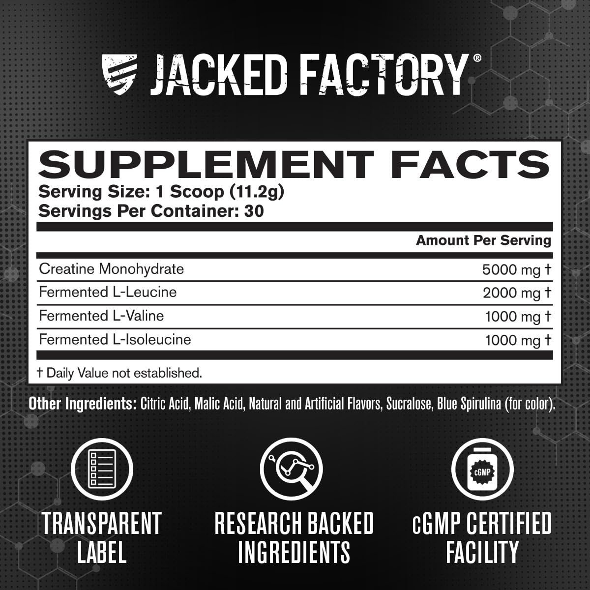 Measuring scoop filled with blue raspberry powder