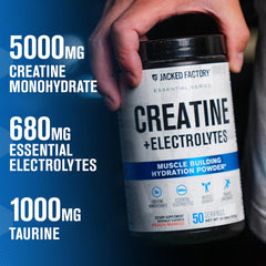 Close-up of label highlighting creatine and electrolytes