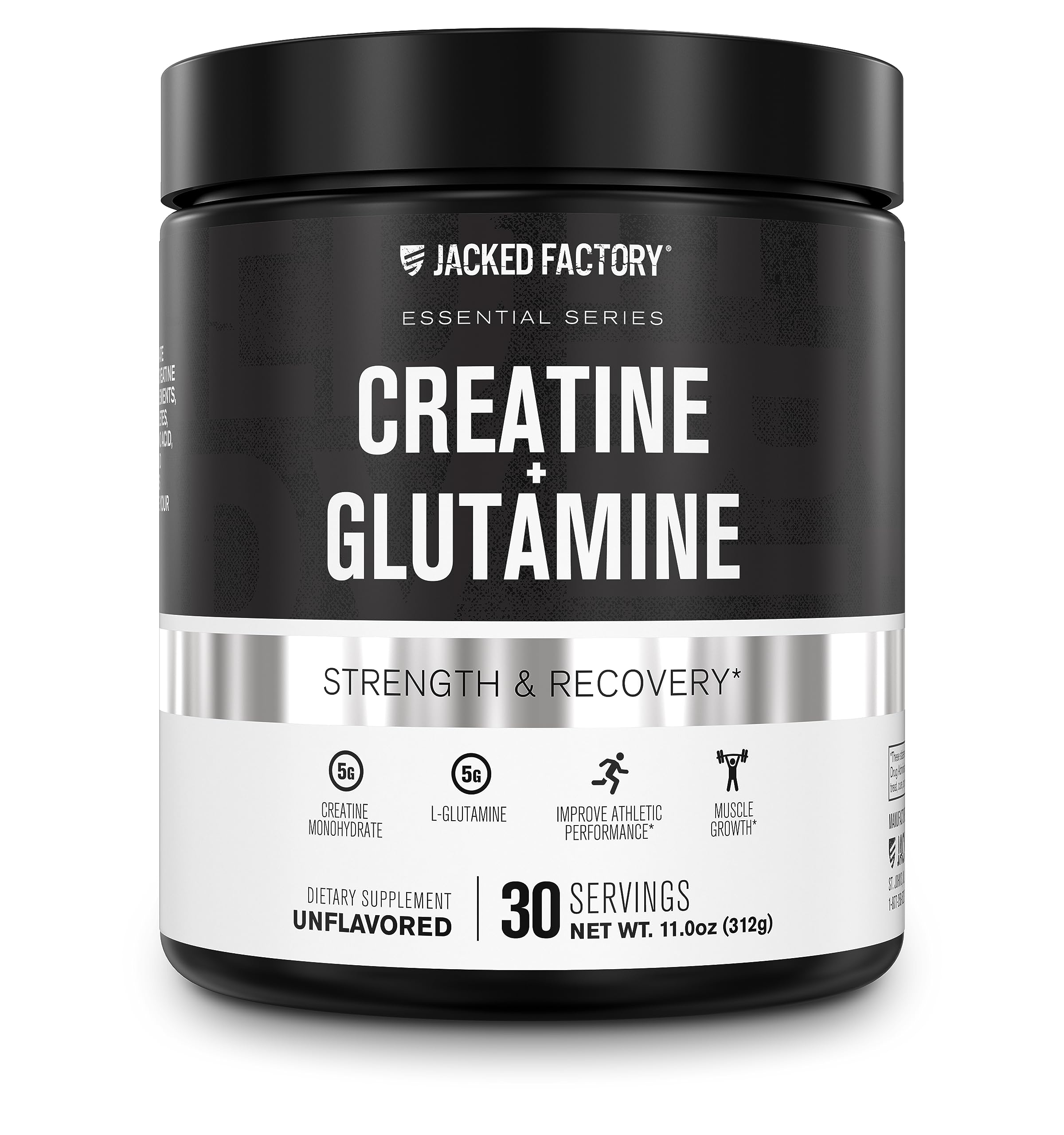 Jacked Factory Creatine + Glutamine bottle front view