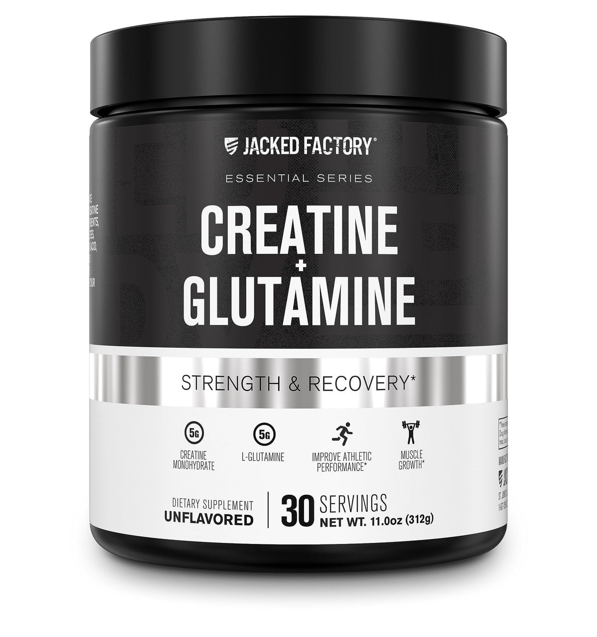 Jacked Factory Creatine + Glutamine bottle front view