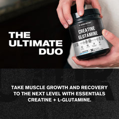 Front view of Jacked Factory Creatine + Glutamine bottle with Blue Raspberry label