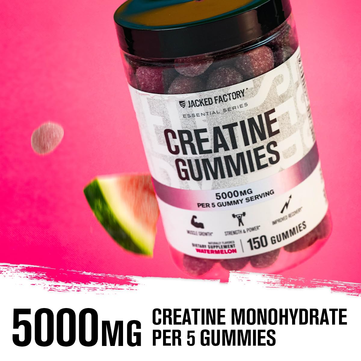 Back label showing ingredients and nutrition facts on Jacked Factory Creatine Gummies