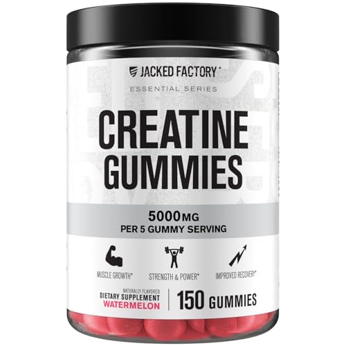Front view of Jacked Factory Creatine Monohydrate Gummies box in Watermelon flavor (150 gummies)