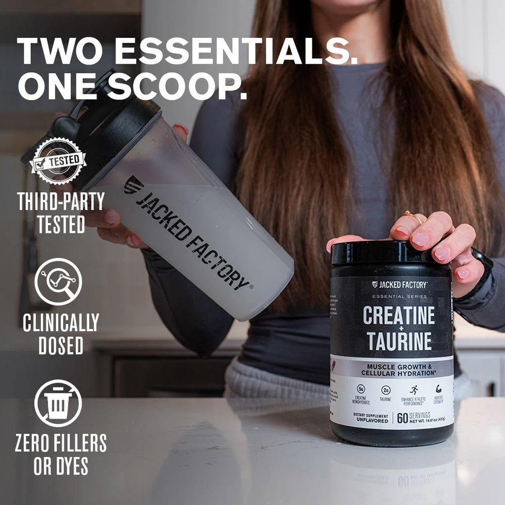 Scoop of Jacked Factory Creatine + Taurine with powder