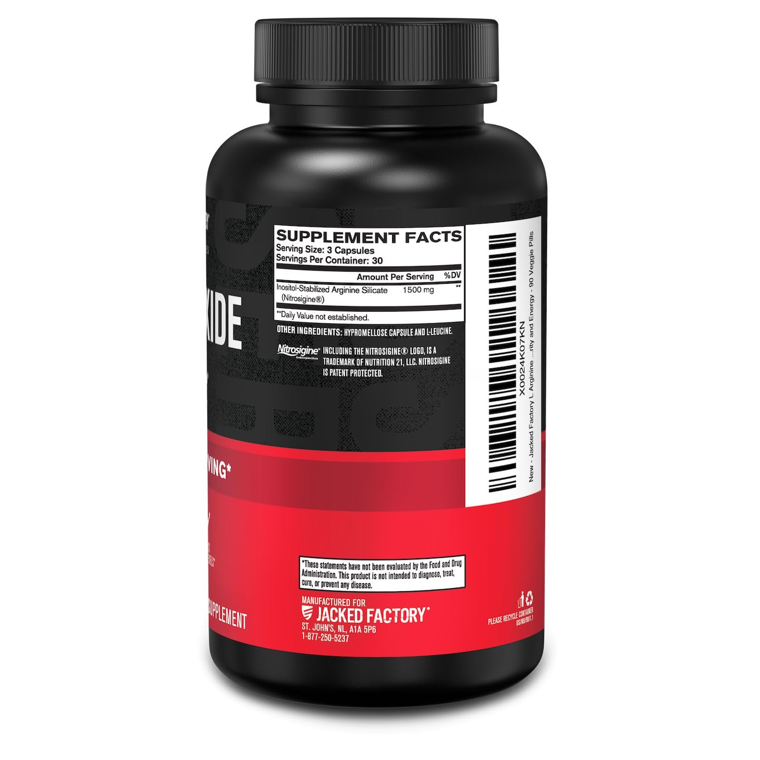 Vegan veggie pills bottle of Jacked Factory Essentials Nitric Oxide Booster