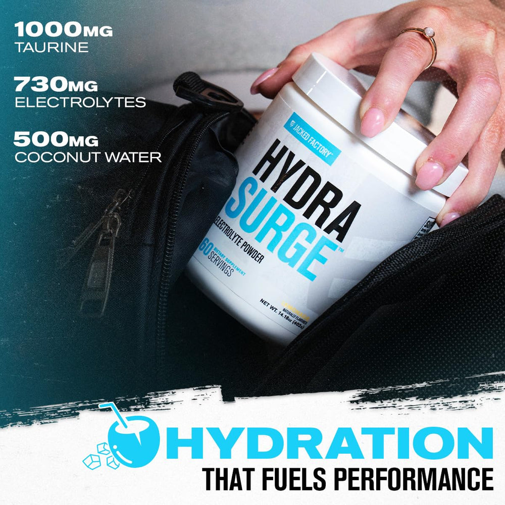 Served Hydrasurge lemonade glass demonstrates refreshing electrolyte hydration after training.