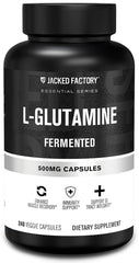Front view of Jacked Factory L-Glutamine 500mg capsule bottle