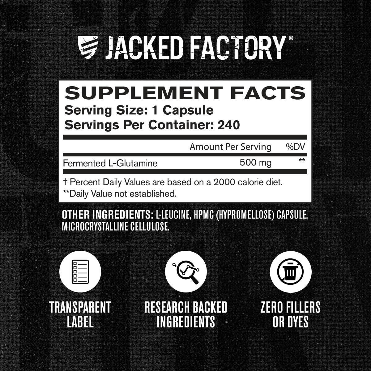 Supplement facts panel close-up
