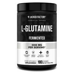 Jacked Factory L-Glutamine Powder label with 100 servings