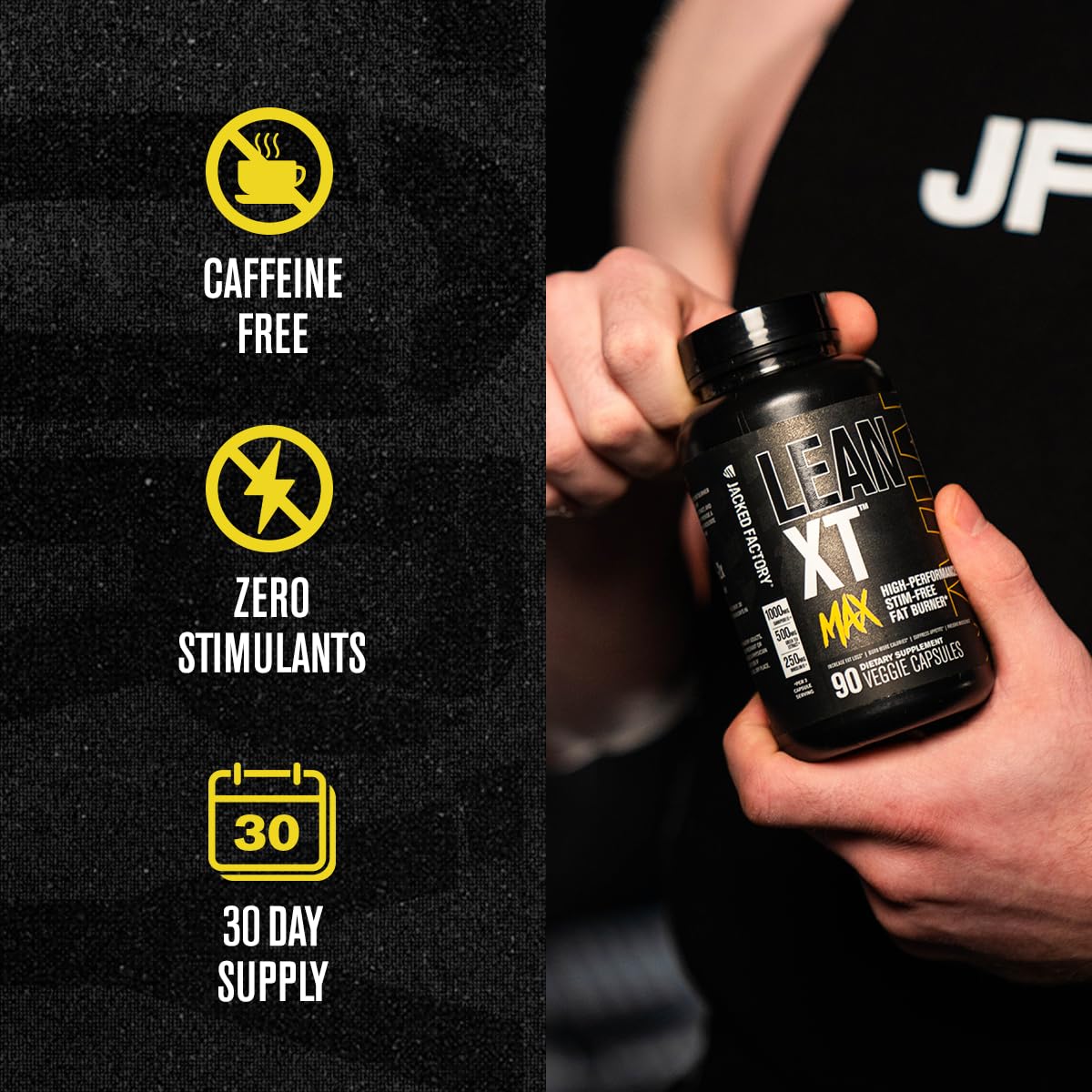 Back view showing nutrition facts on Lean-XT Max bottle