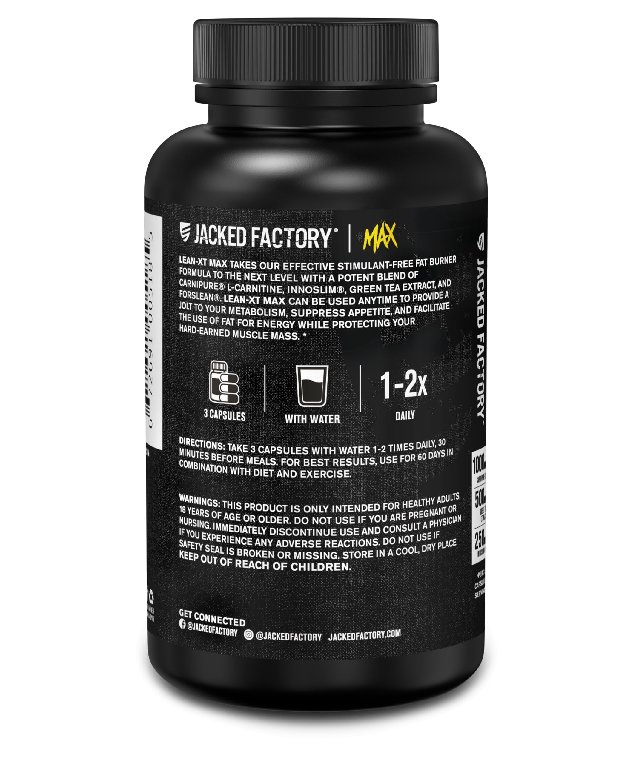 Lean-XT Max packaging with branding on bottle and box